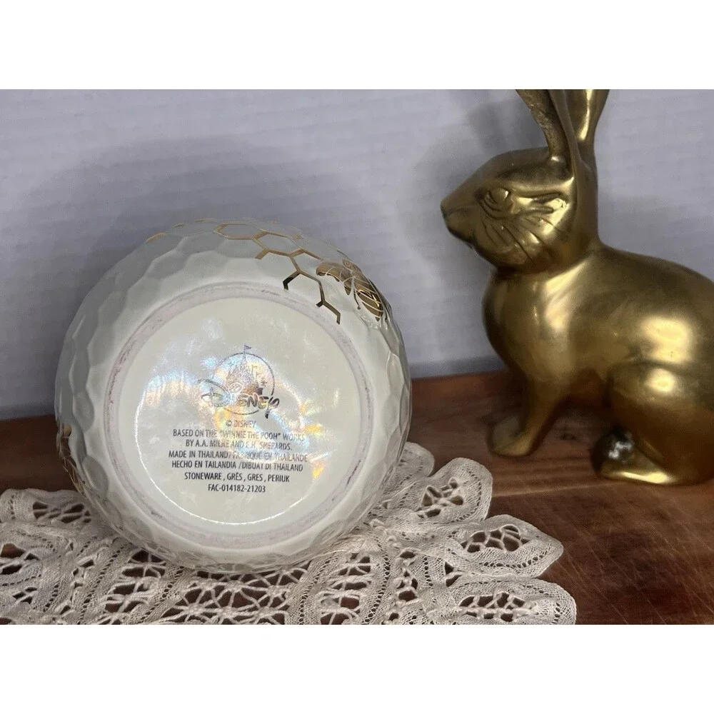 Disney Winnie The Pooh Honey Jar Candle Holder With Gold Lid